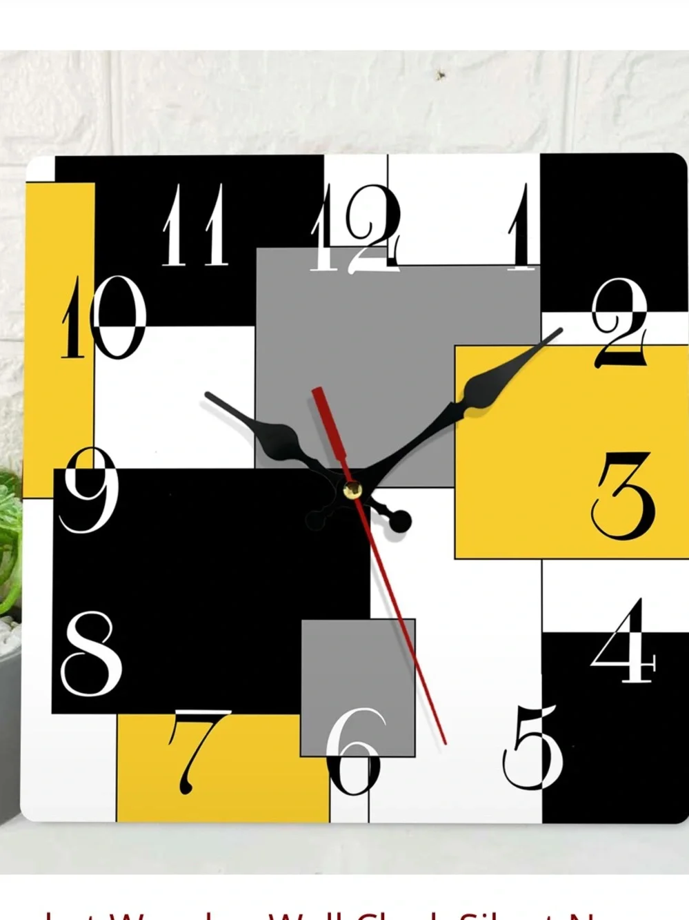 Geometric Wood Wall Clock 12”